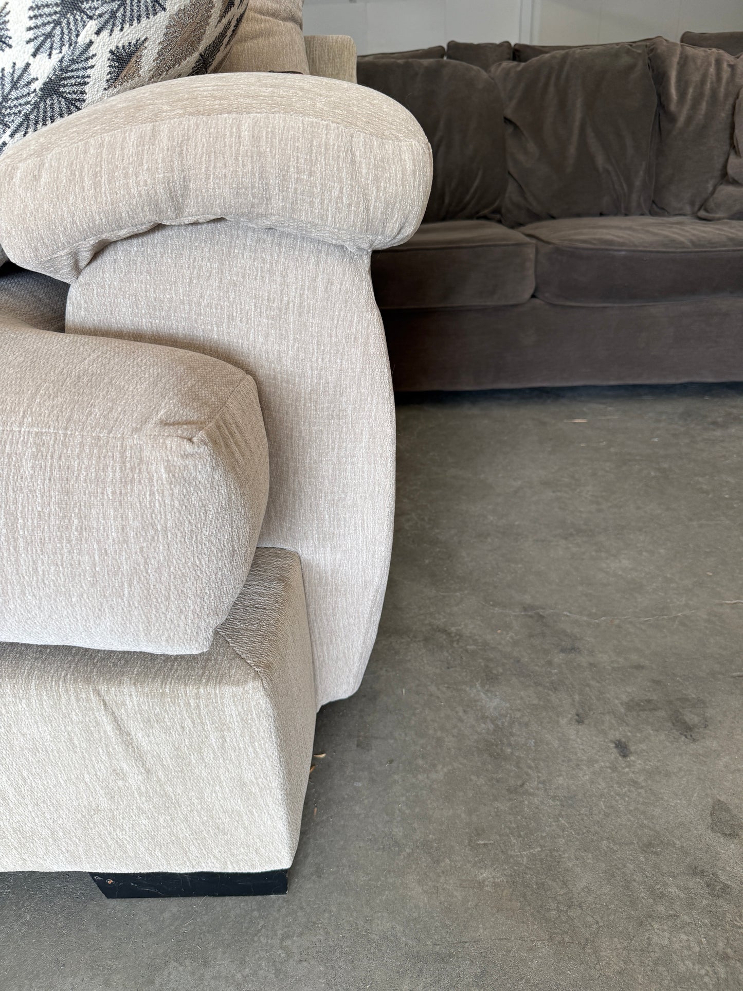 Brand New Beige Down-Filled L Shape Sectional