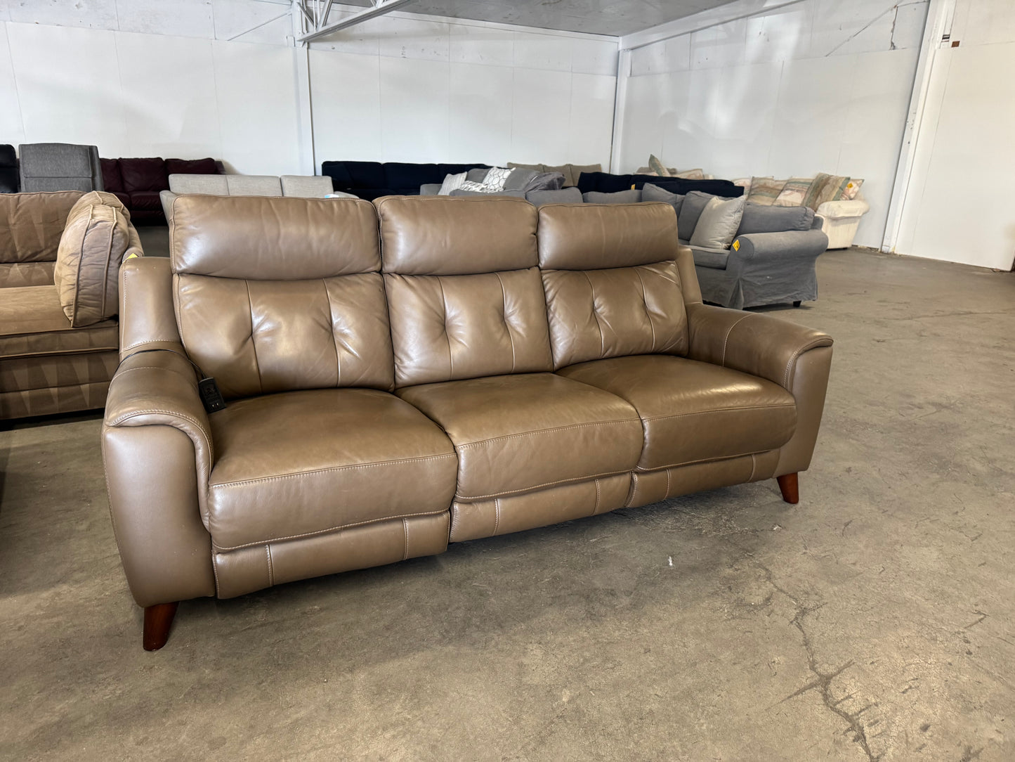 Dark Brown Malibu Leather Power Reclining Sofa