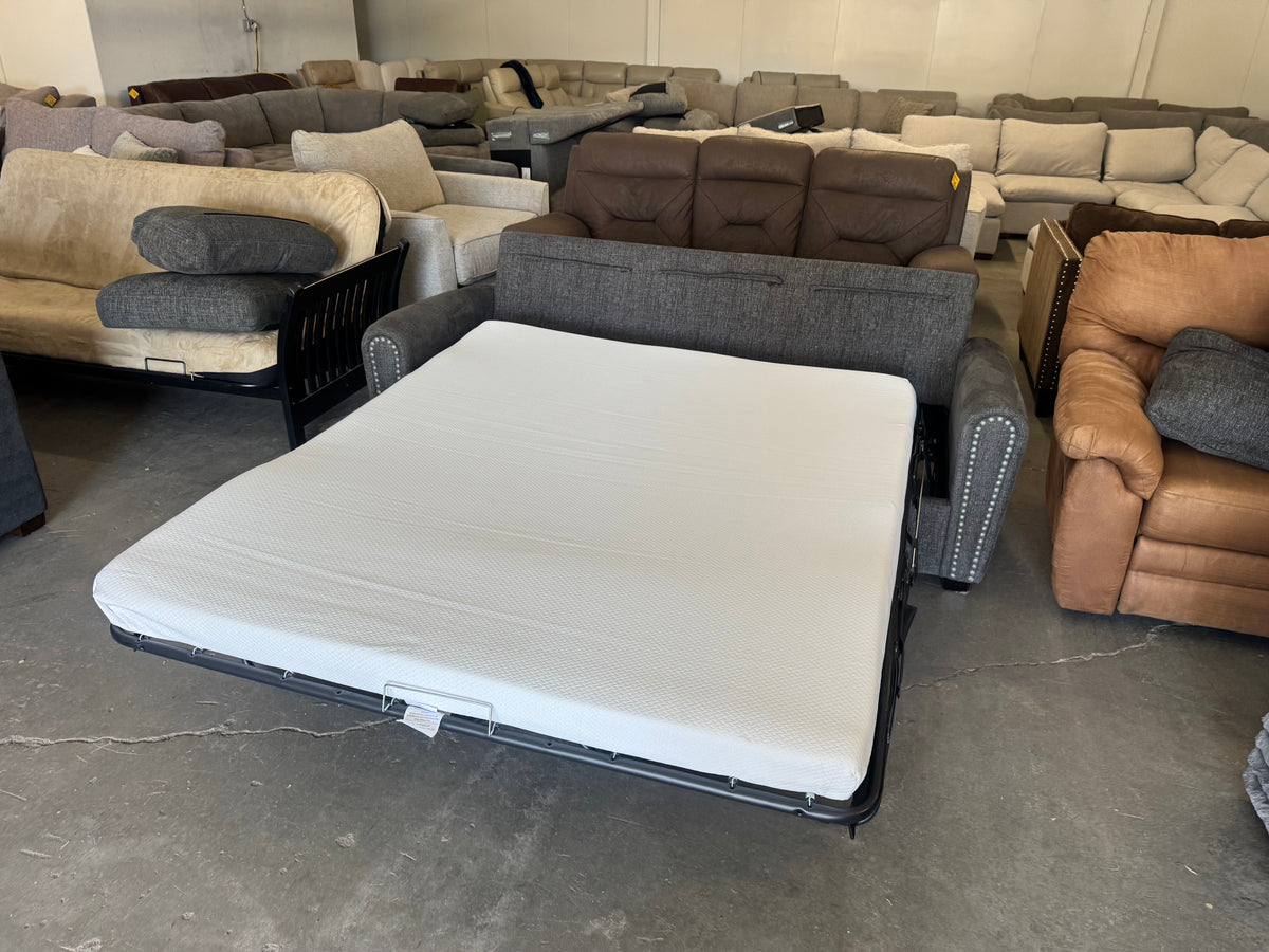 Charcoal Gray Queen Sleeper Sofa with Memory Foam Mattress