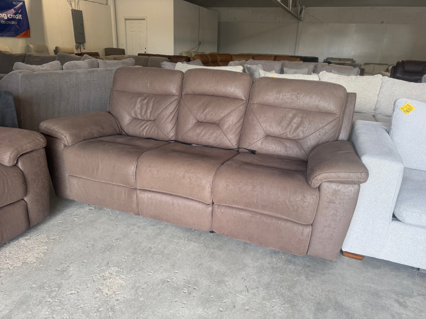 Brown Microfiber Power Reclining Sofa
