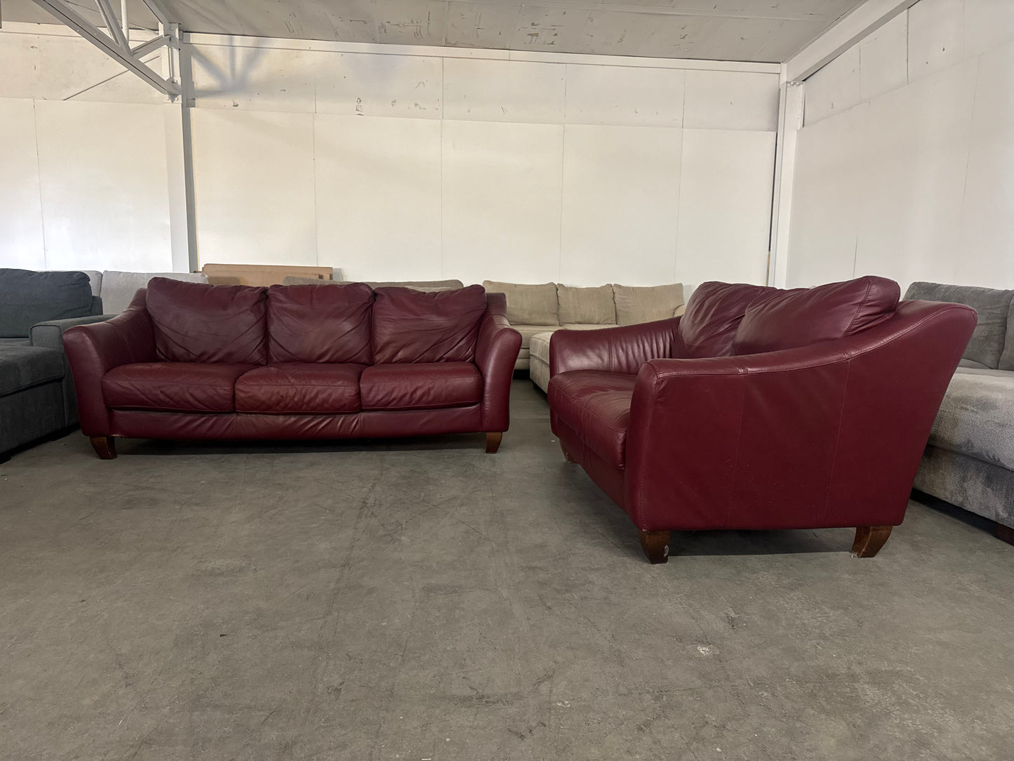 Red Leather Sofa & Loveseat Set