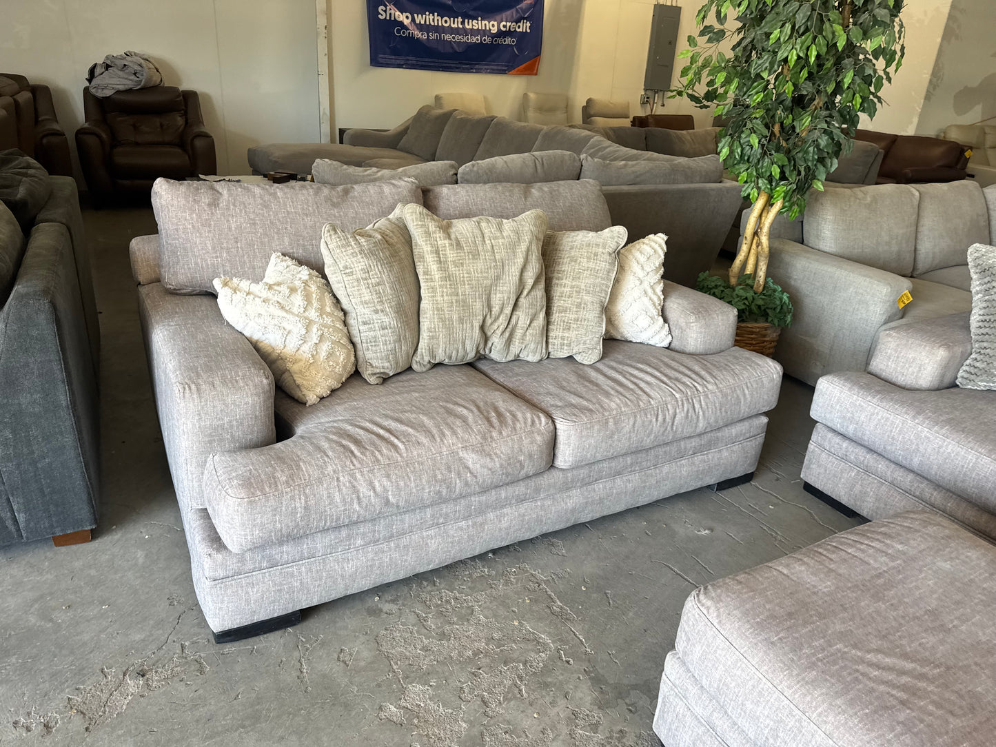 Taupe / Gray RC Willey Piccolo Series Set with Ottoman and Washable Covers