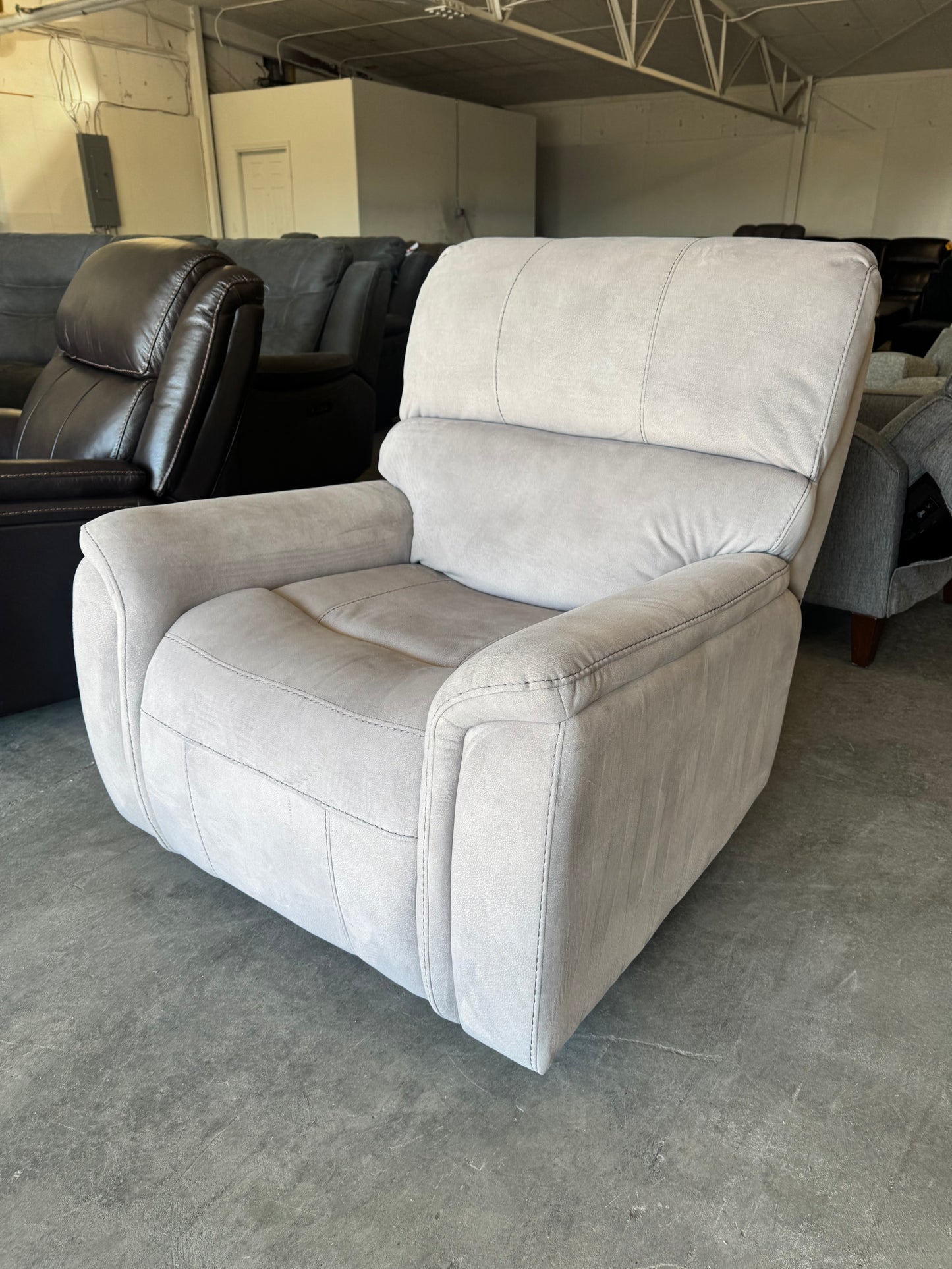 Beige Microfiber Rocking Recliner