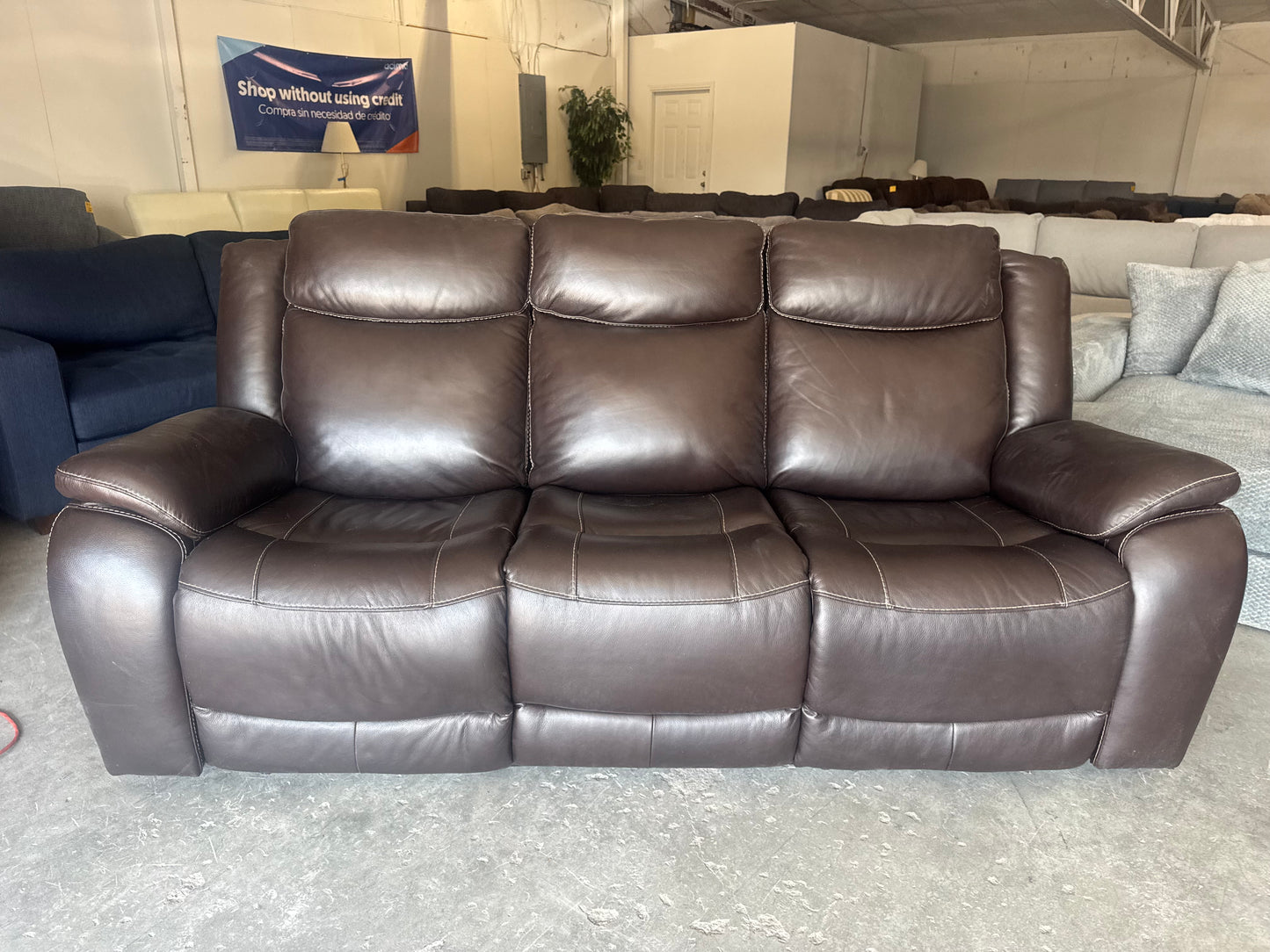 Leather Power Reclining Sofa – Gilman Creek Harvey with Power Headrests