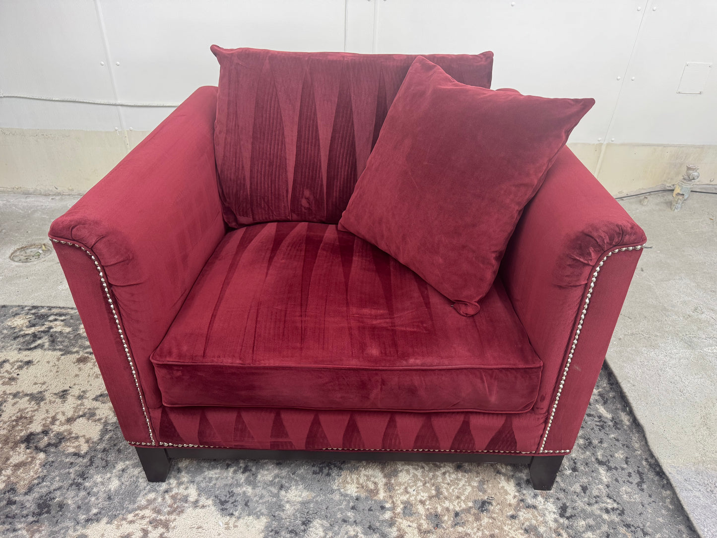 Red Velvet Couch, Armchair and Ottoman by Z Gallerie