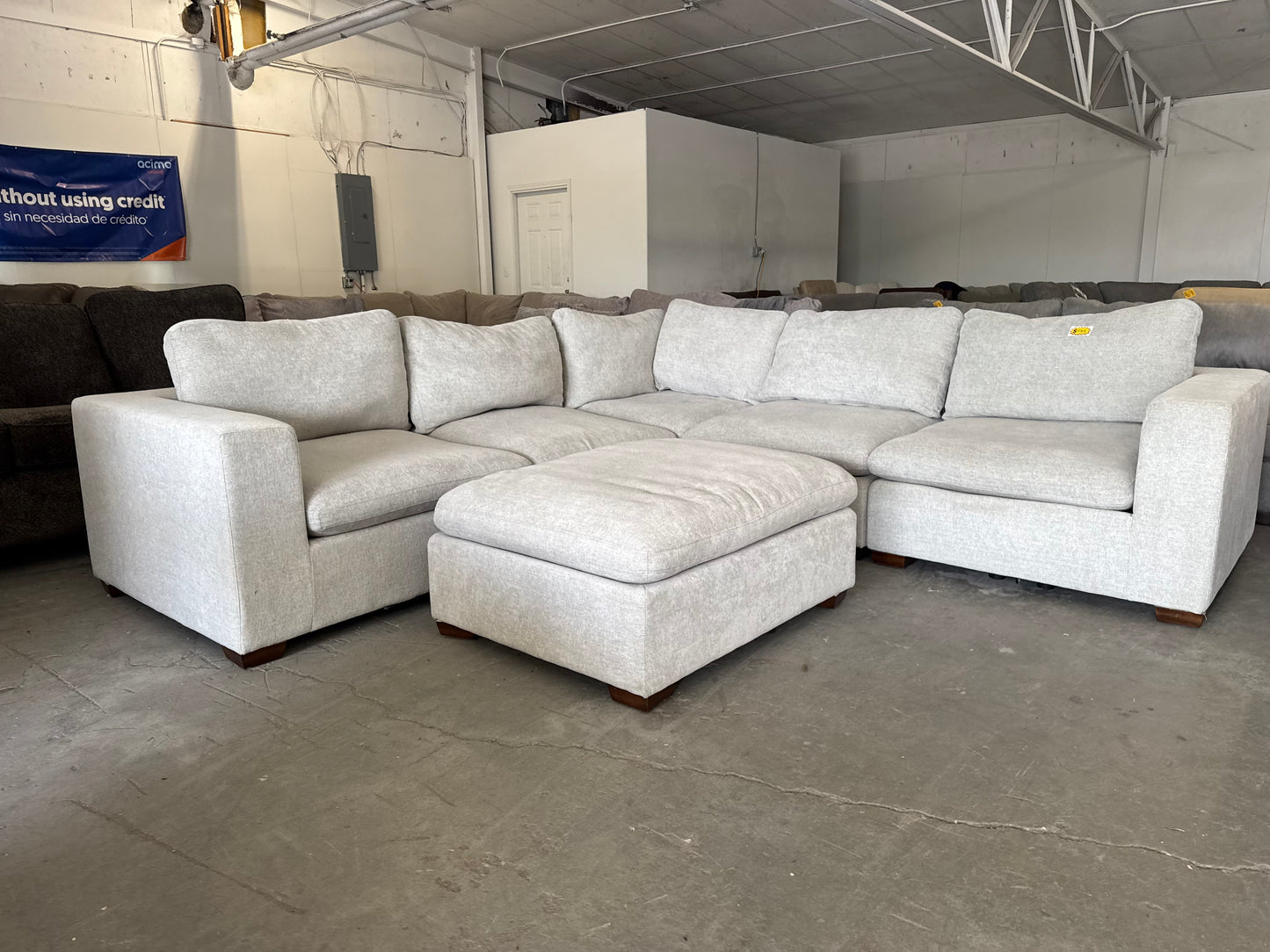 Light Gray Modular Cloud Sectional with Ottoman