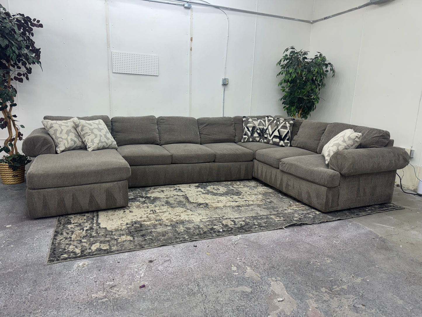 Huge Taupe U-Shaped Sectional with Chaise