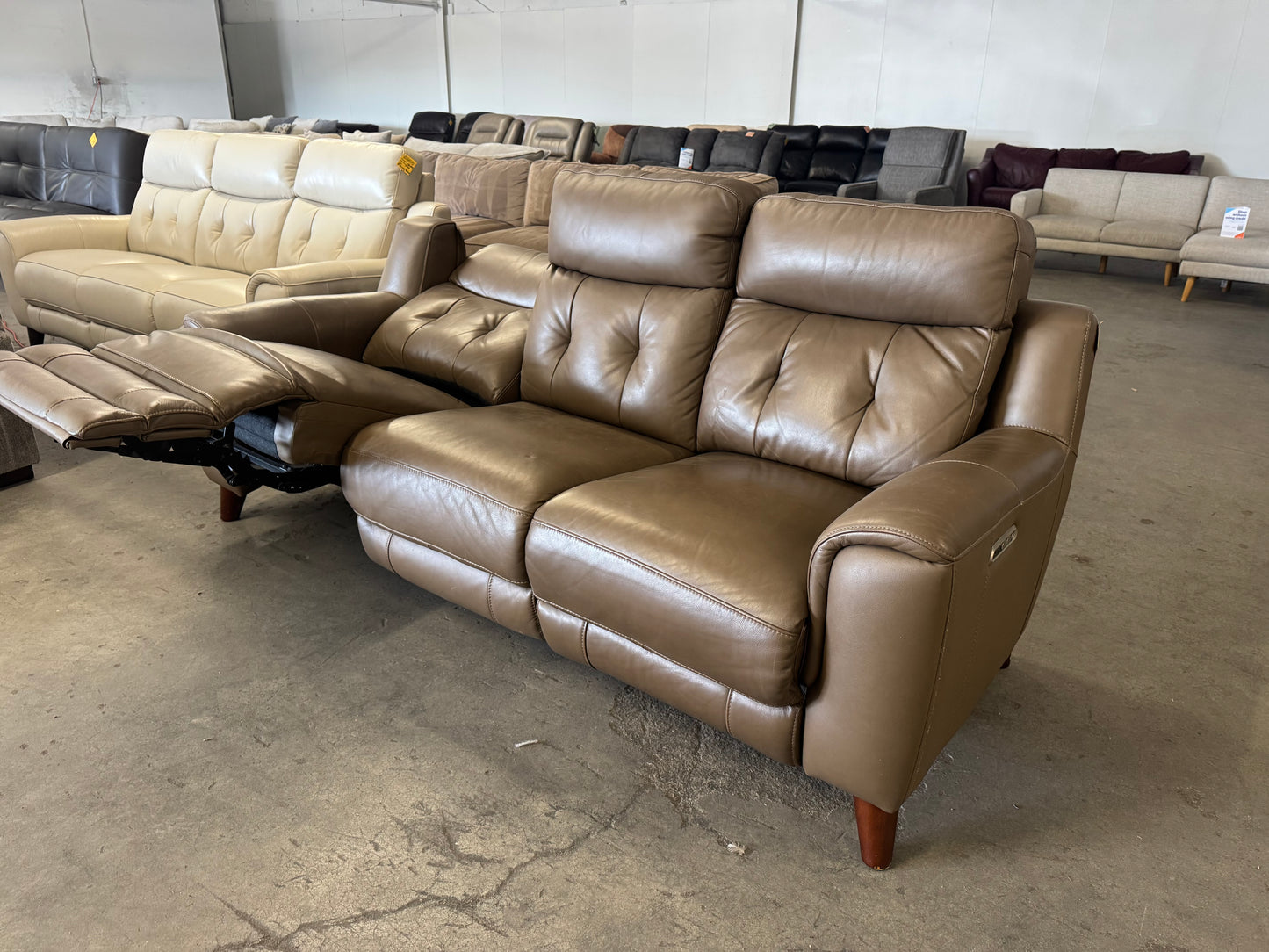 Dark Brown Malibu Leather Power Reclining Sofa