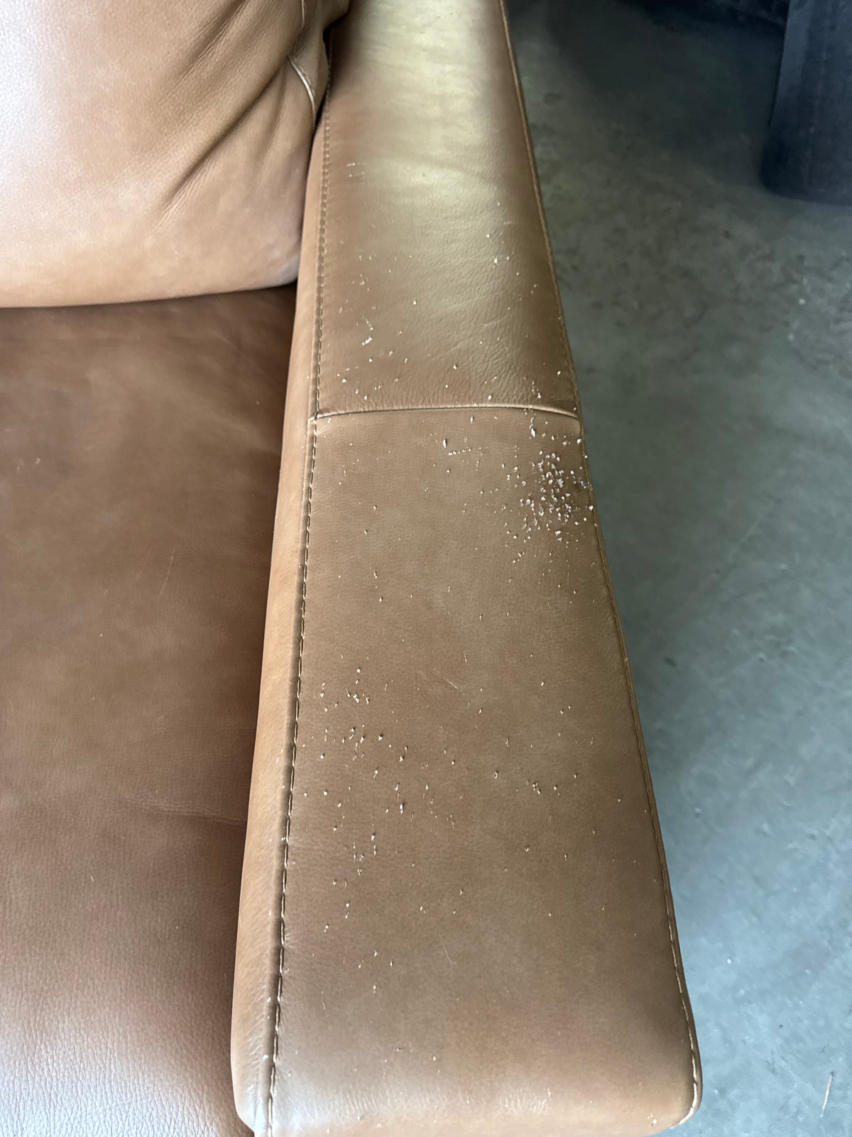 Camel Brown Leather Couch