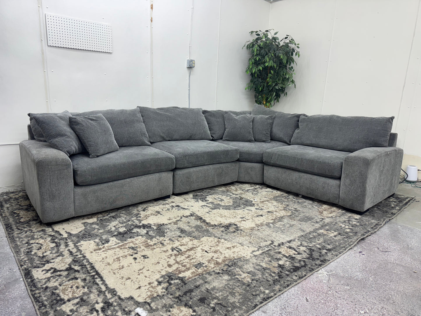Gray Modular 4 Piece L Shape Sectional Couch