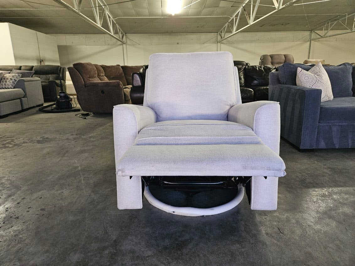Cream Fabric Swivel Recliner
