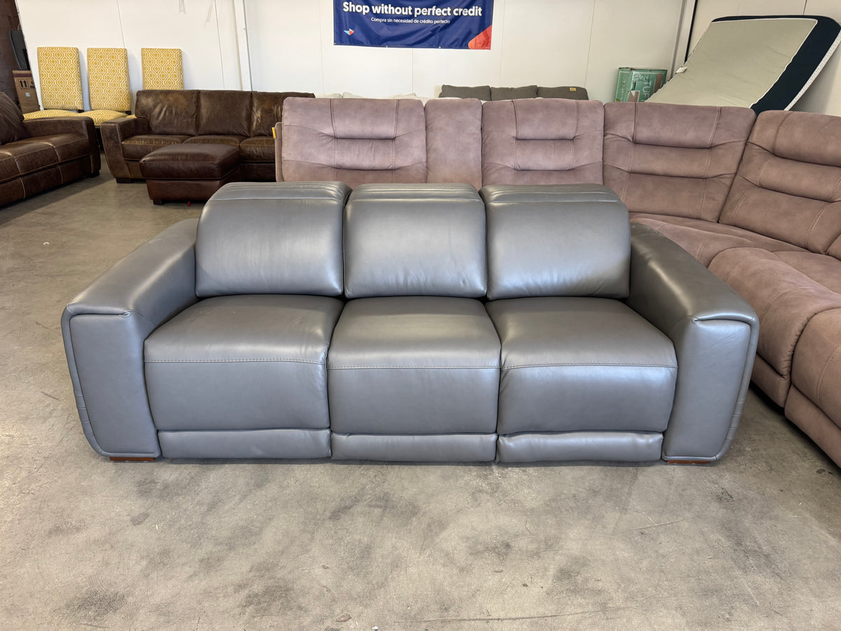 Aiden & Ivy Leather Power Reclining Sofa w/ Power Headrests