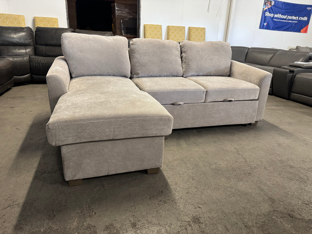 Taupe Coddle Sleeper Sofa with Reversible Storage Chaise