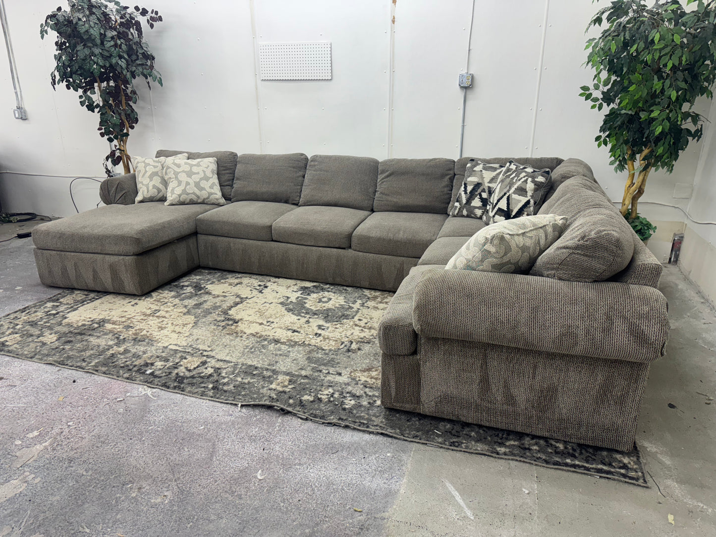 Huge Taupe U-Shaped Sectional with Chaise