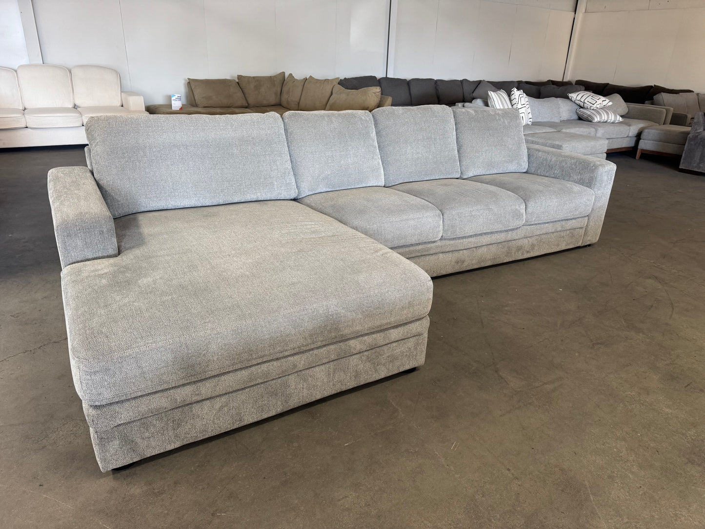 Gray Sectional Couch with Oversized Chaise