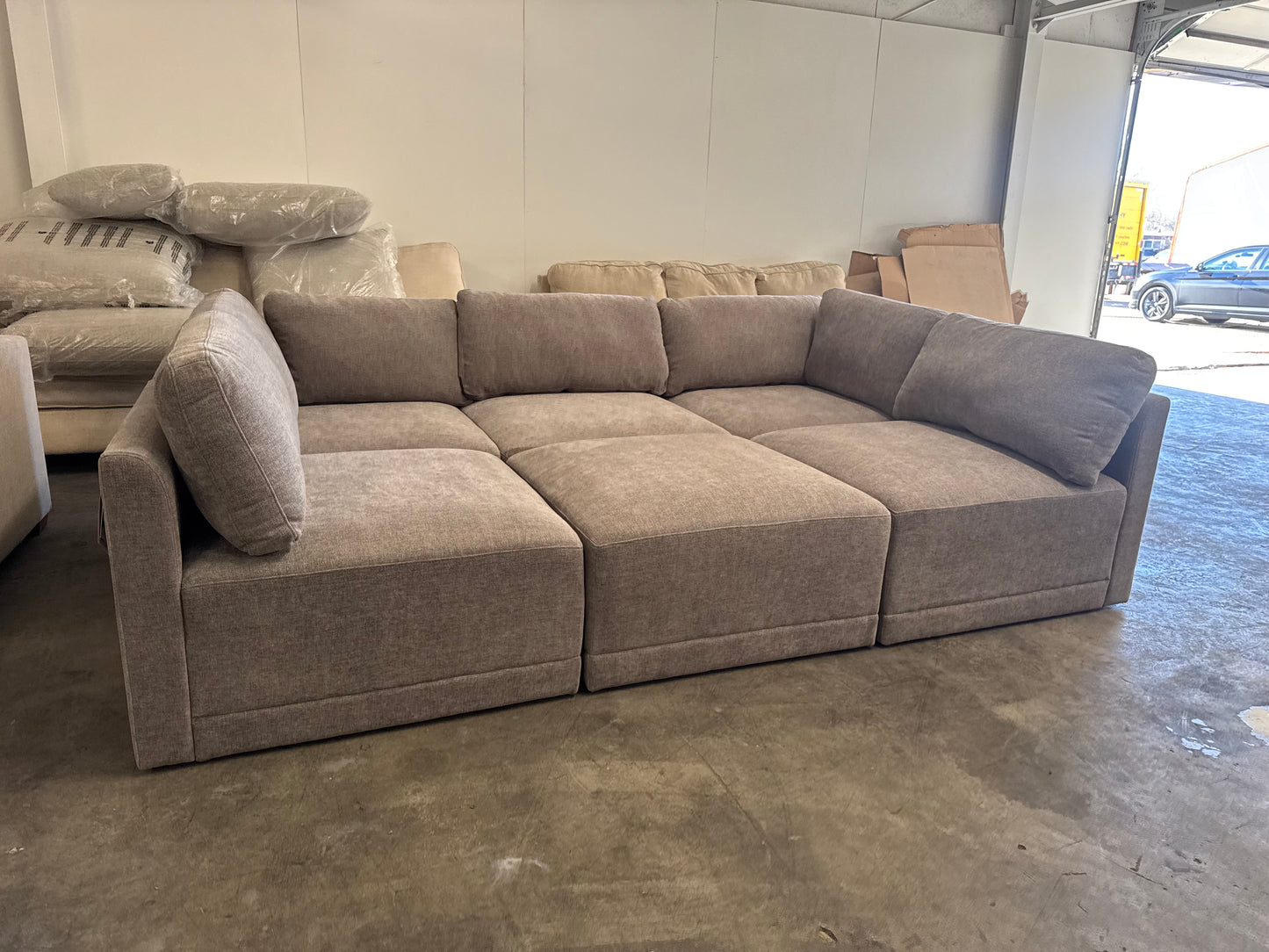 Gray 6-Piece Modular Sectional Sofa with Ottoman