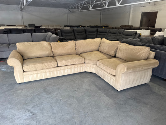 Tan Pottery Barn Pearce Roll Arm Sectional Sofa