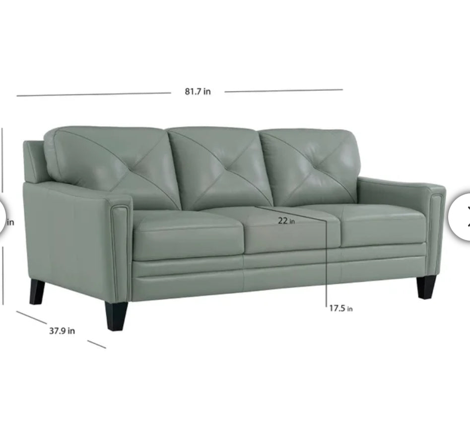 Brand New Teal Leather Abbyson Sofa