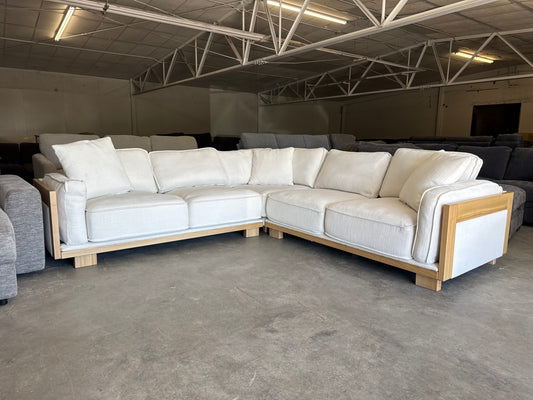 White Mid-Century Modern L-Shape Sectional