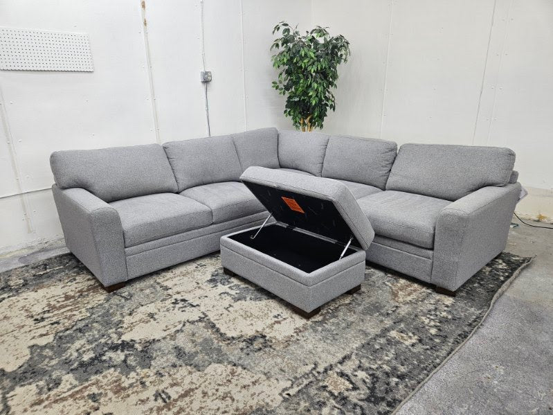 LIKE NEW Costco “Langdon” Sectional - Gray L Shape Sectional with Storage Ottoman