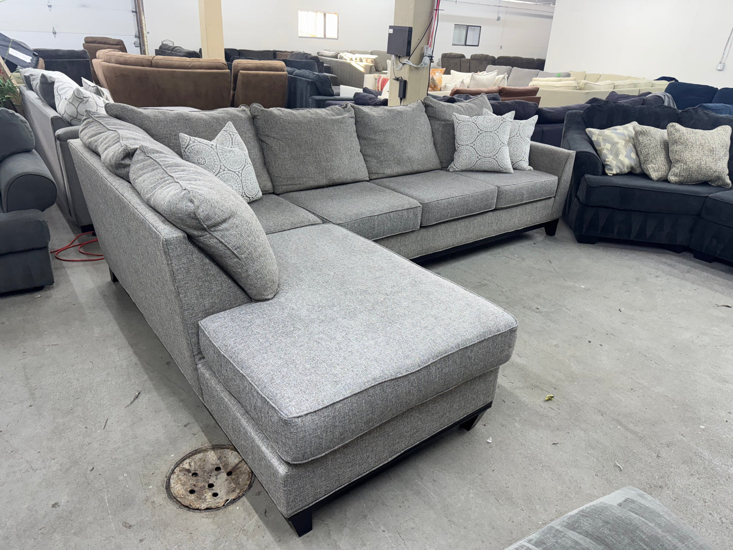 Large Light Gray L Shape Sectional Couch