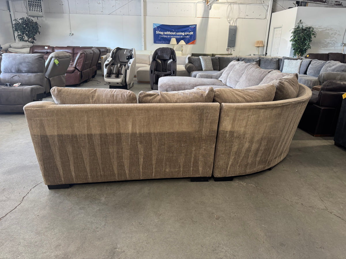 Huge Taupe Down-Filled U-Shaped Sectional with Chaise