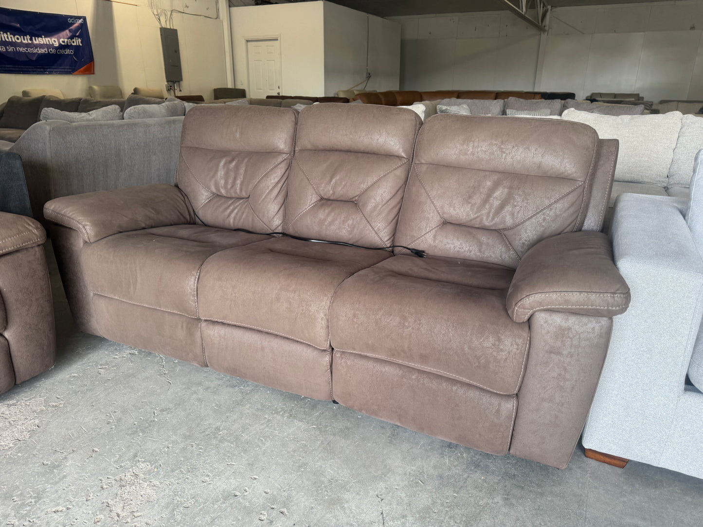 Brown Microfiber Power Reclining Sofa