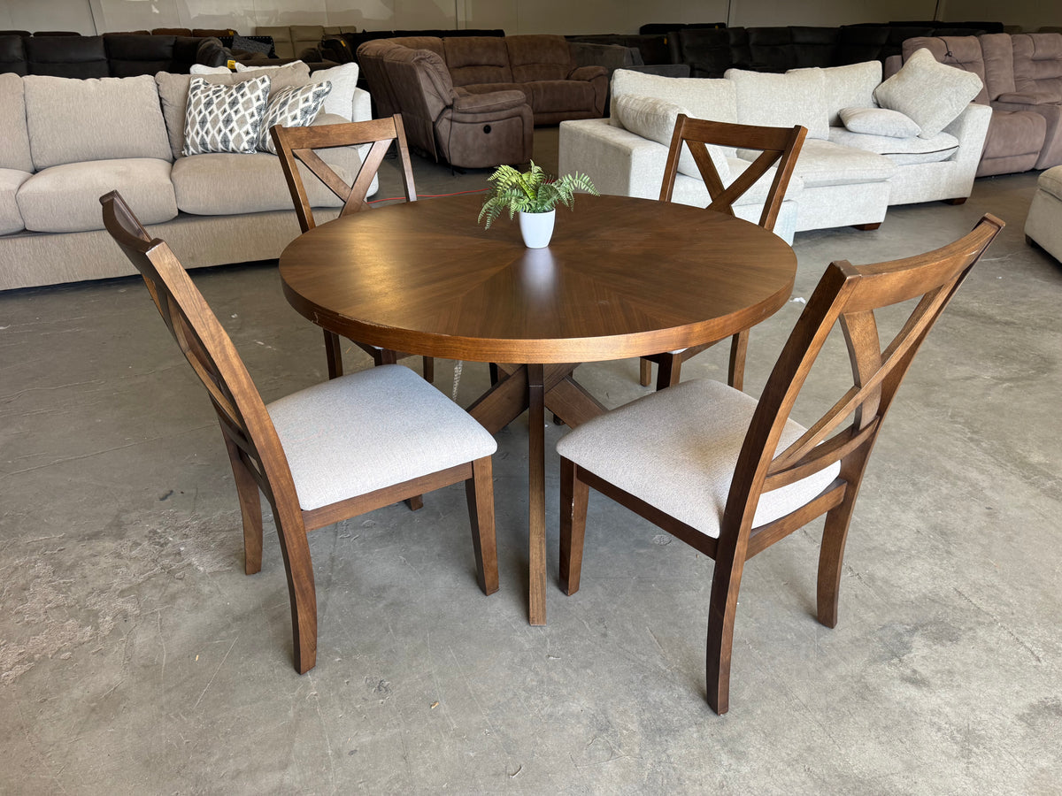 5-Piece Round Farmhouse Dining Set