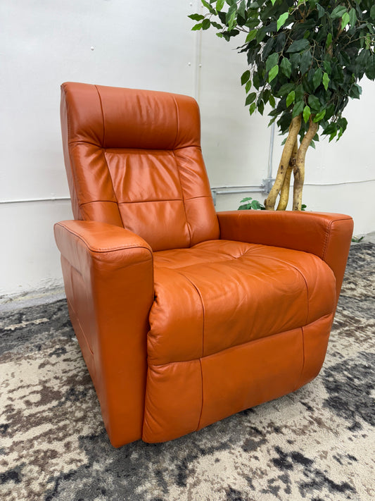 Scandinavian Designs Orange Leather Reclining Chair