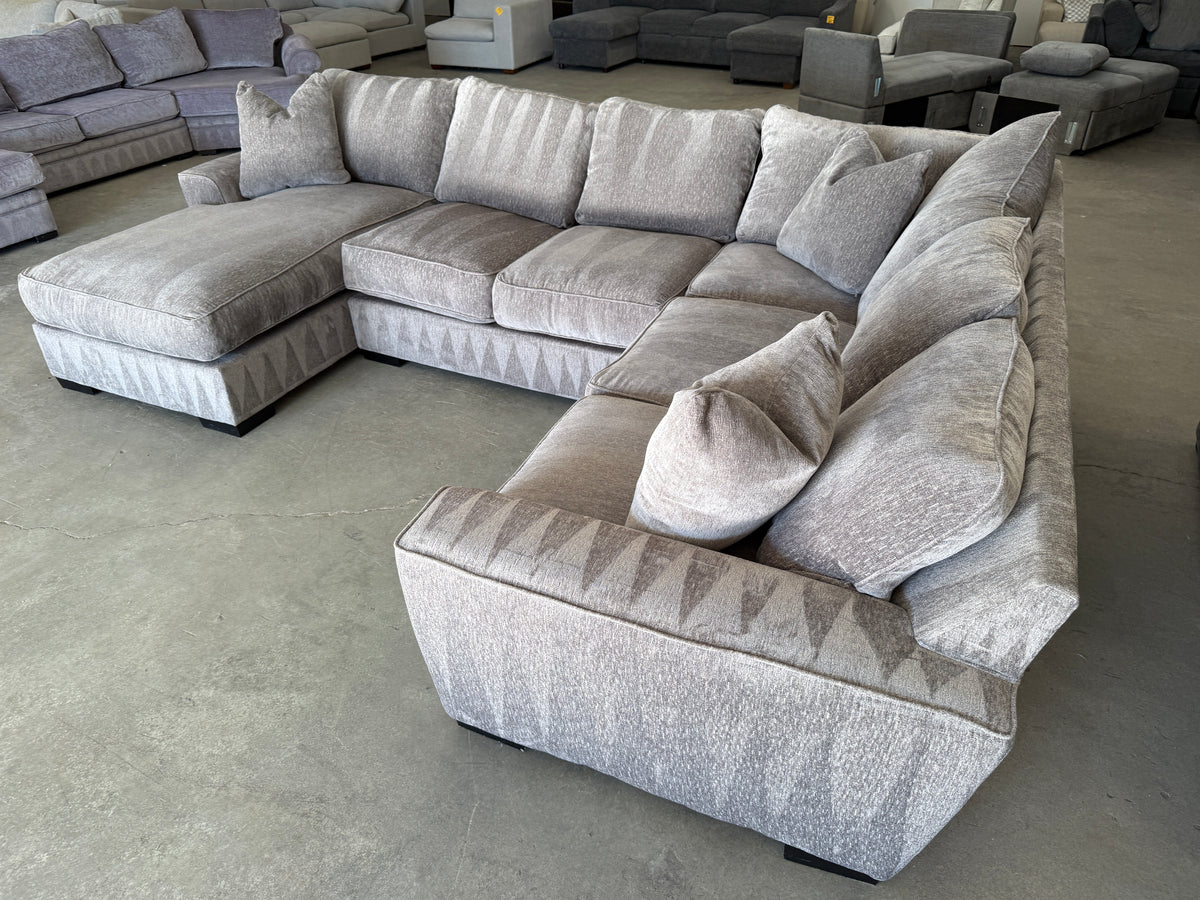 Taupe Down-Filled U-Shaped Sectional – Like New