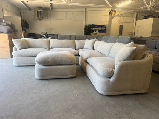 Beige Modular Sectional with Oversized Ottoman