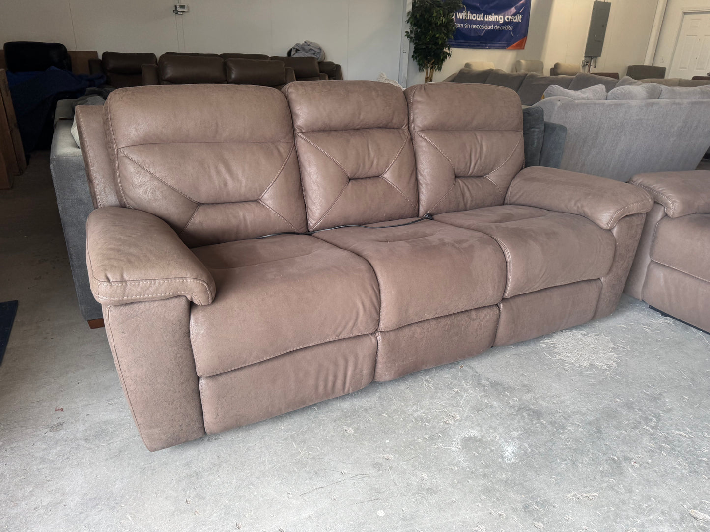 Brown Microfiber Power Reclining Sofa