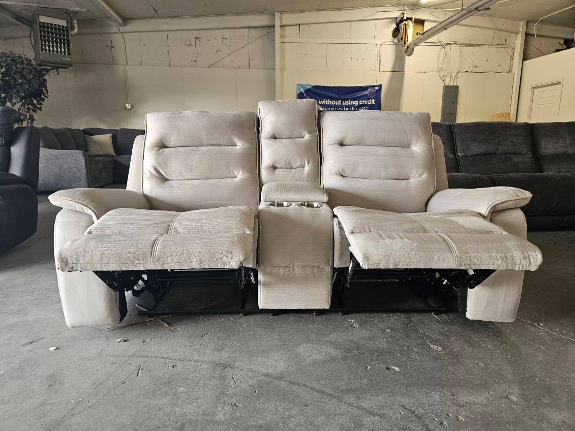 Gray Reclining Living Room Set – Power Sofa + Manual Loveseat