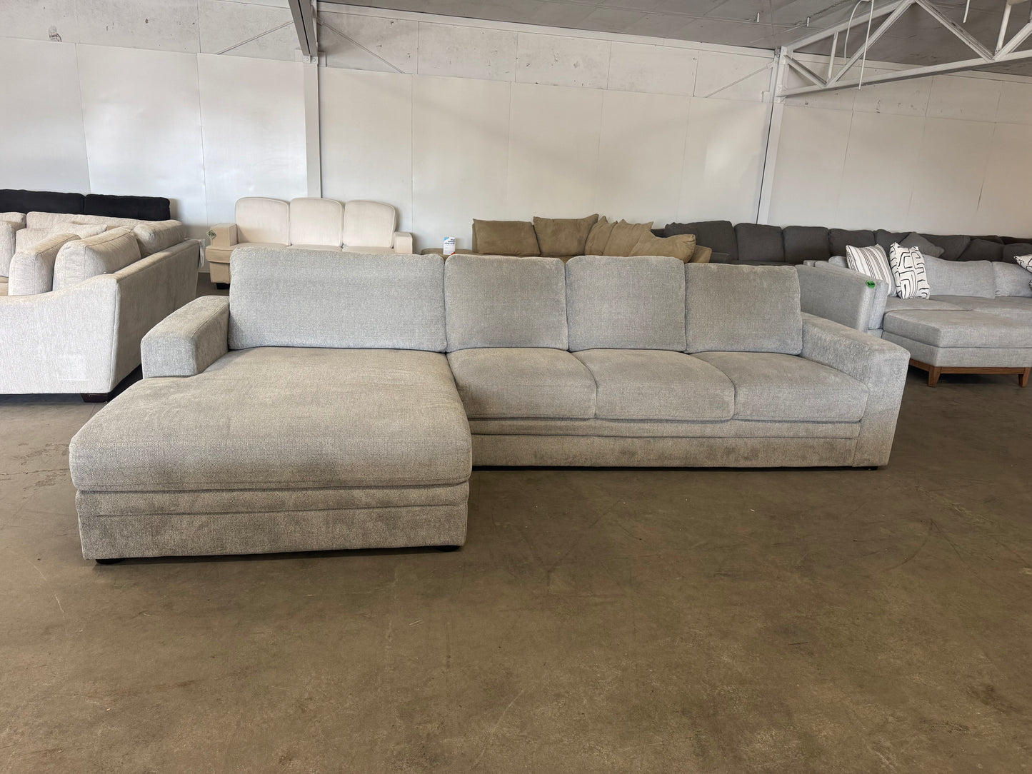 Gray Sectional Couch with Oversized Chaise