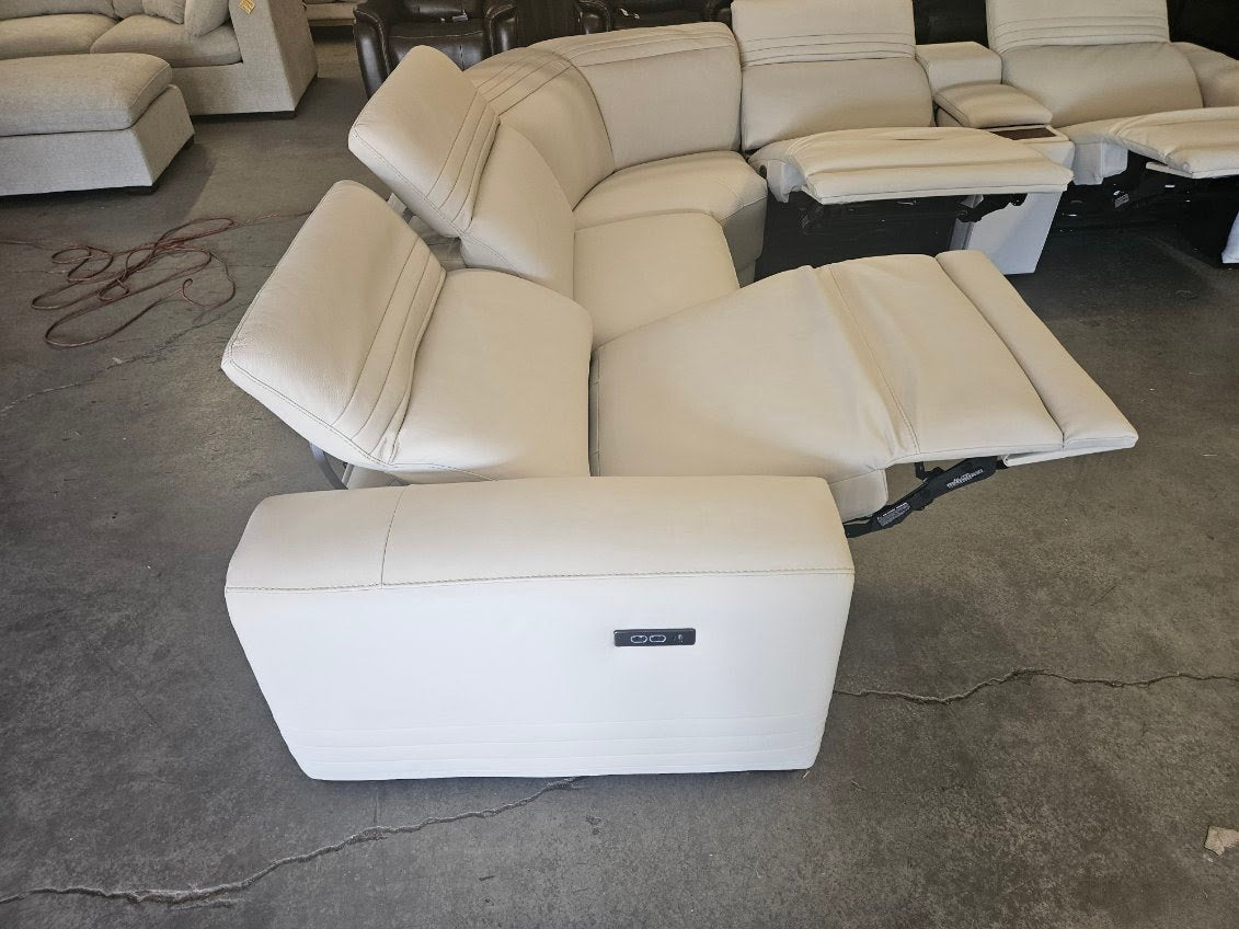 Like New Aiden & Ivy Karson White Leather Power Reclining Sectional