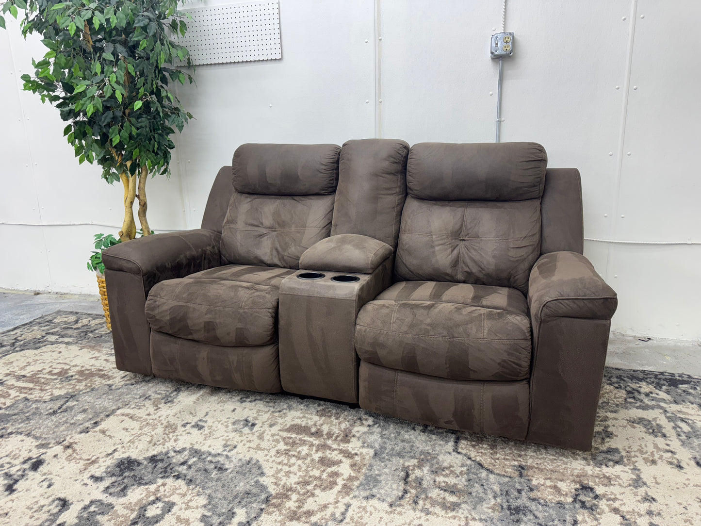 Brown Microfiber Loveseat Recliner
