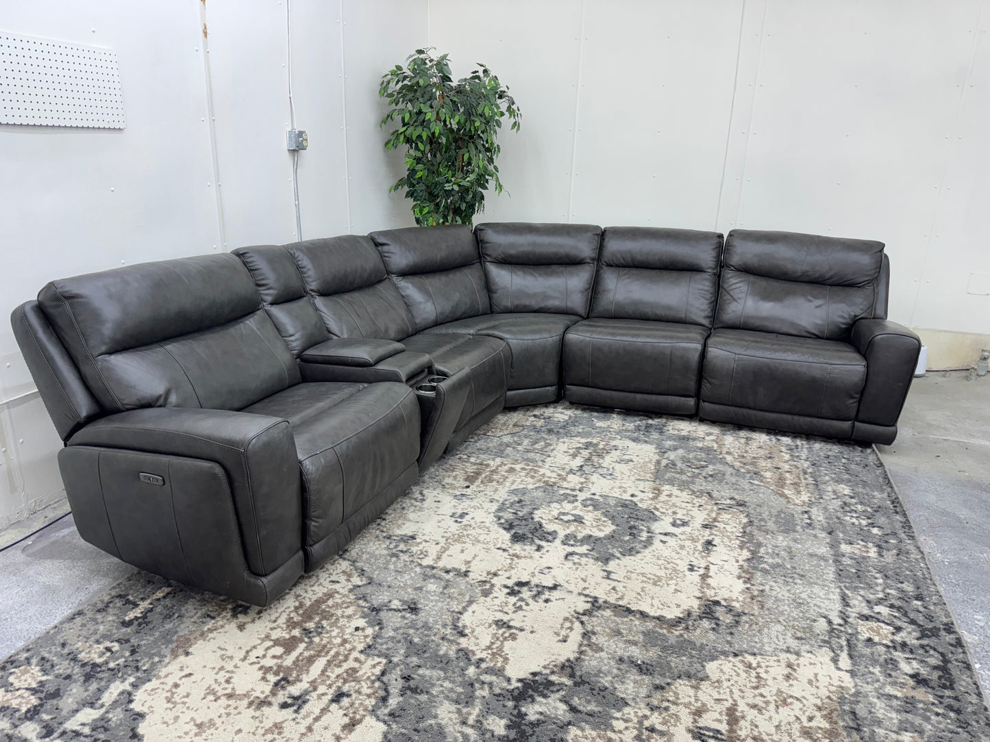 Leather Gray 6-Piece “Wylder” Modular Costco Sectional Couch