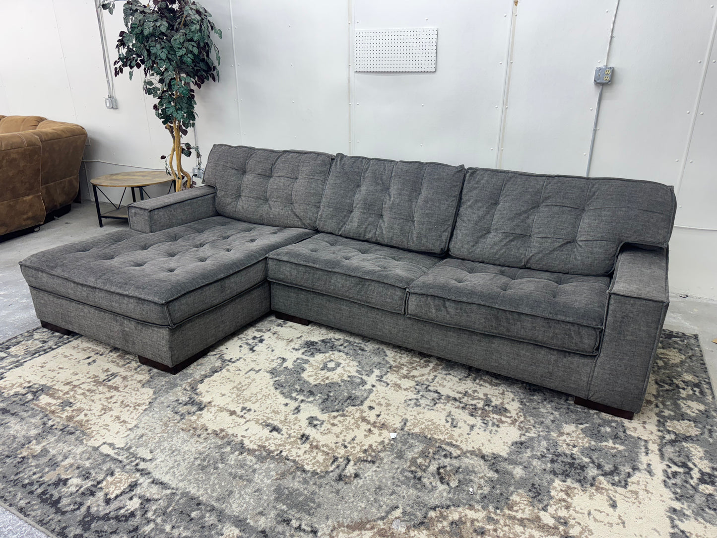 Sage Gray Microfiber L-Shape Sectional Couch