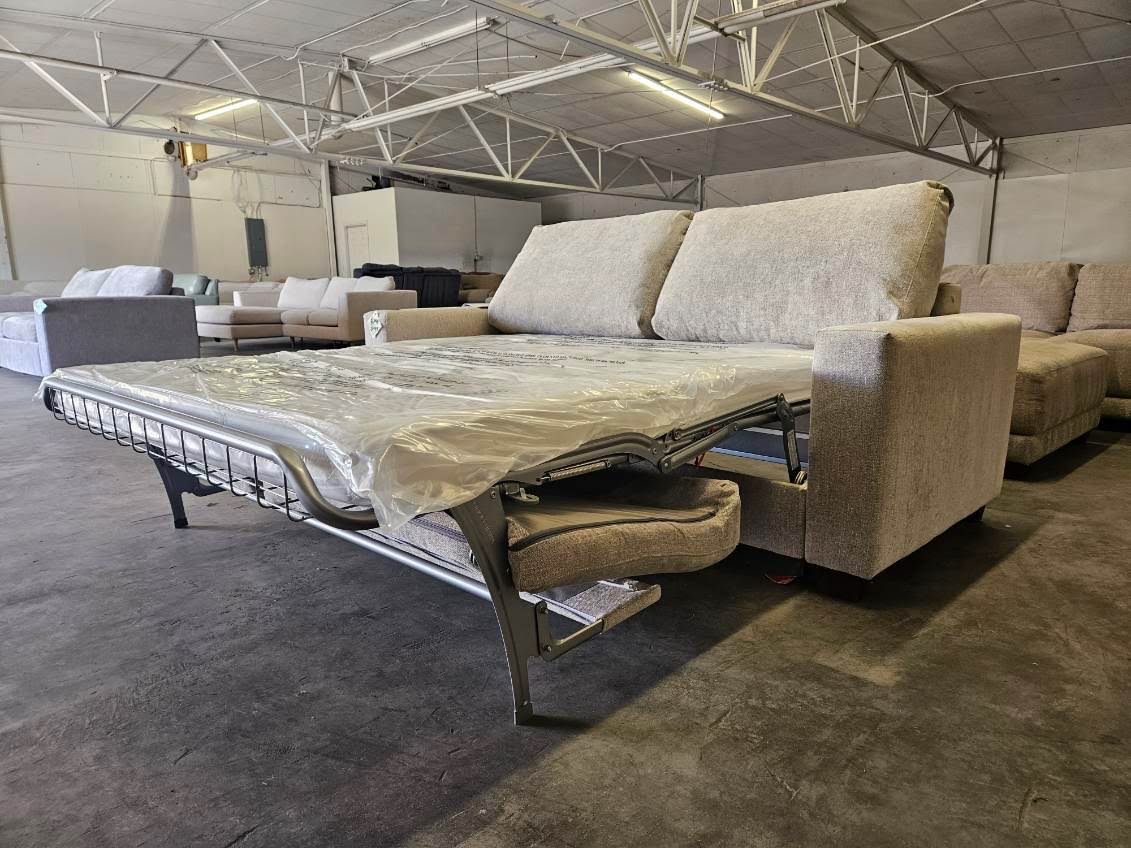Beige Sleeper Sofa with Queen Mattress