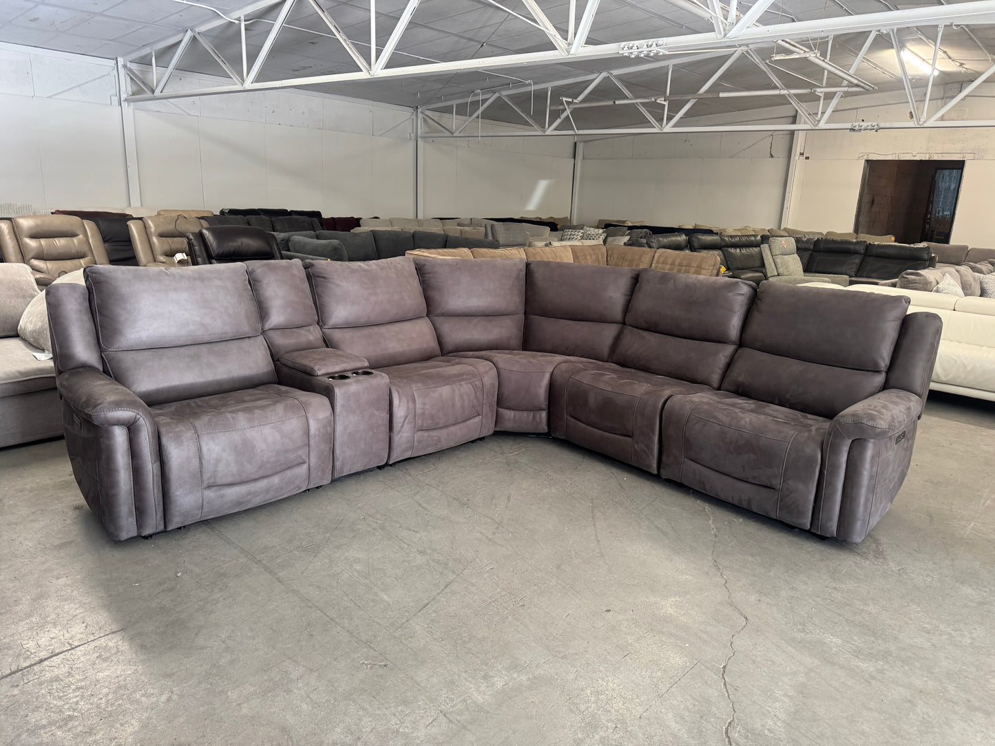 Brown Microfiber Power Reclining Modular Sectional