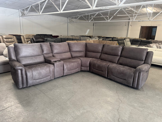 Brown Microfiber Power Reclining Modular Sectional