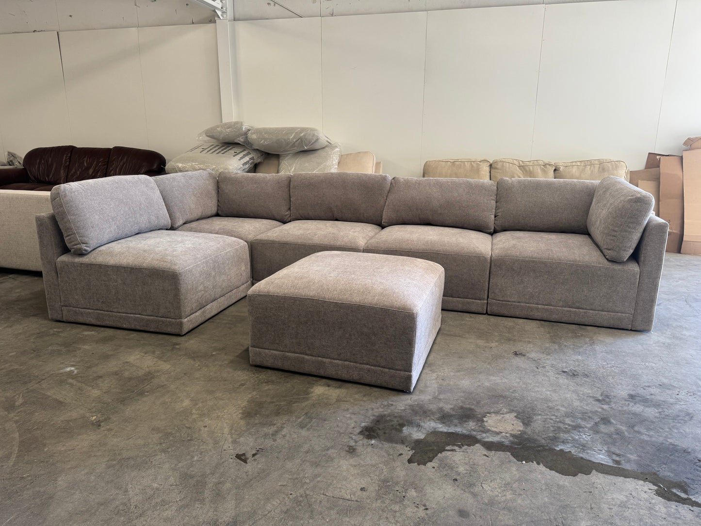 Gray 6-Piece Modular Sectional Sofa with Ottoman