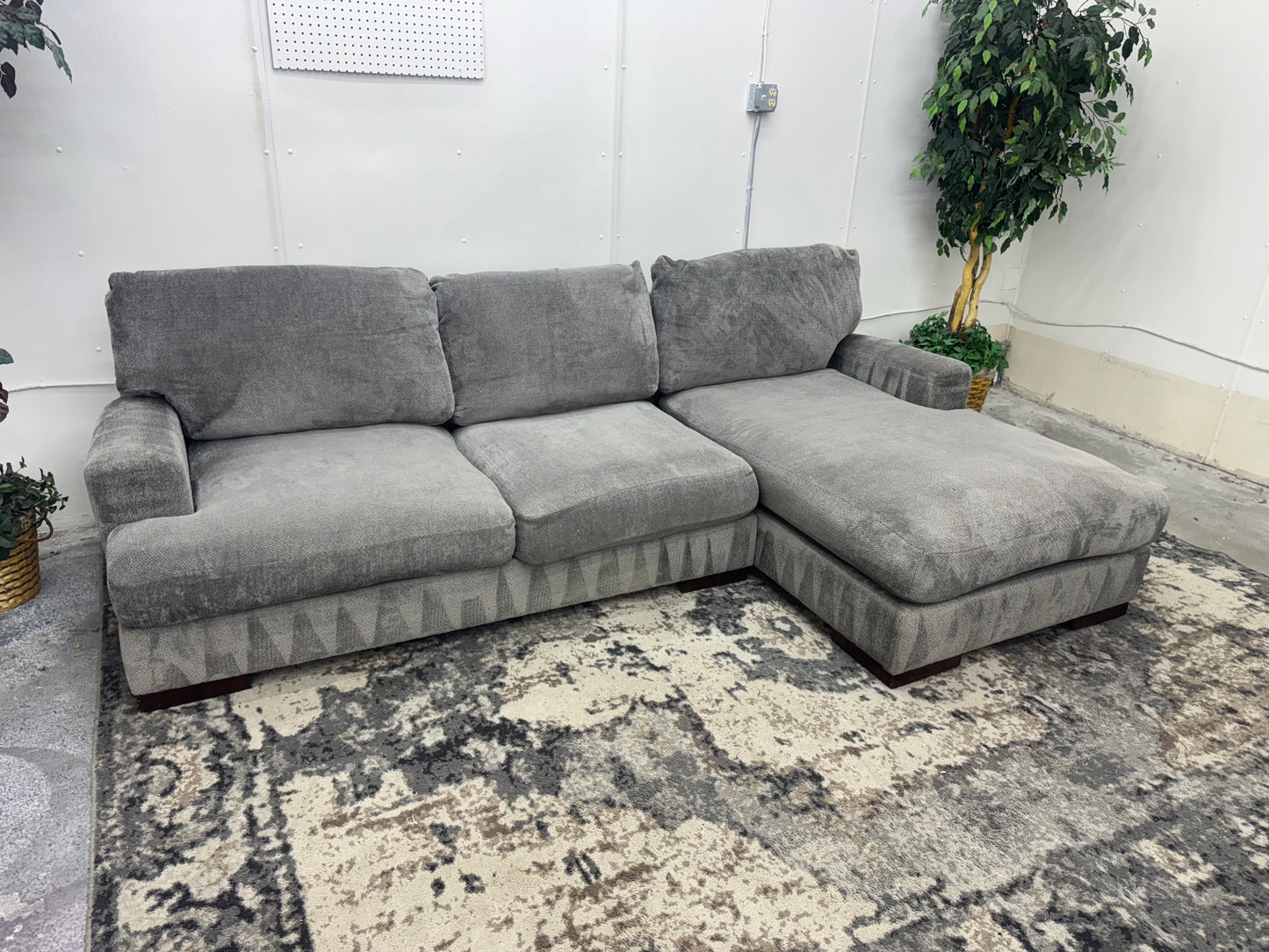 Plush Gray Sofa with Chaise