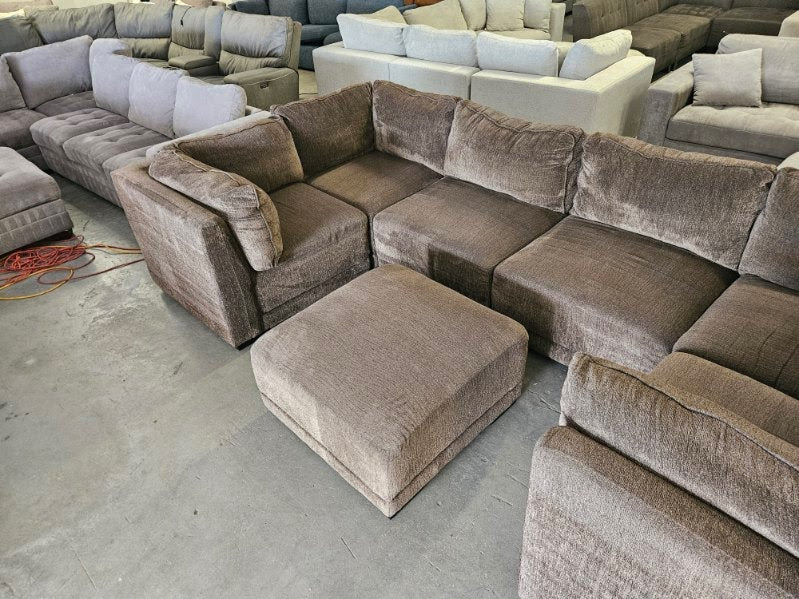 Brown 7-Piece Modular Sectional Sofa