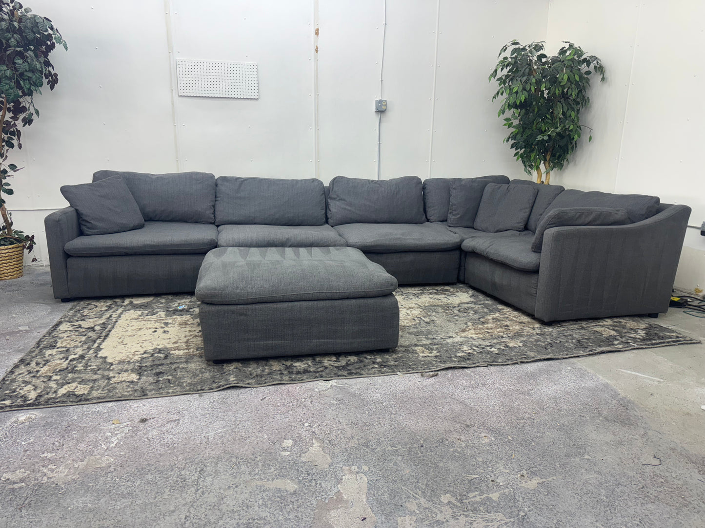 Gray 6-Piece Modular Cloud Sectional Couch with Ottoman