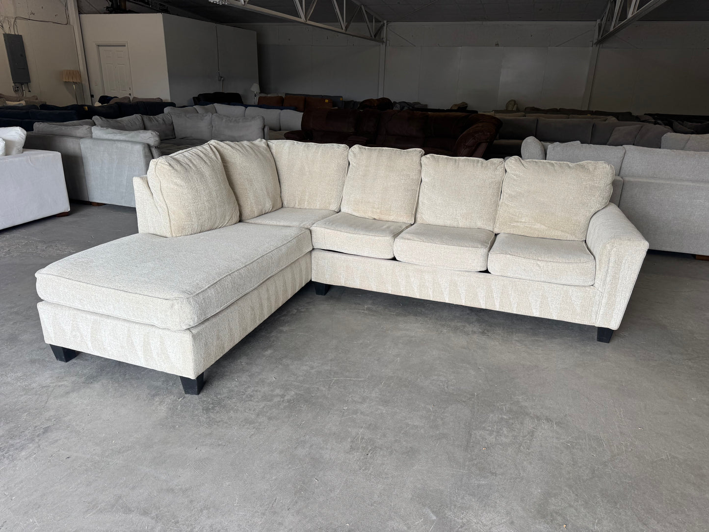 Beige Sleeper Sectional with Pull-Out Bed