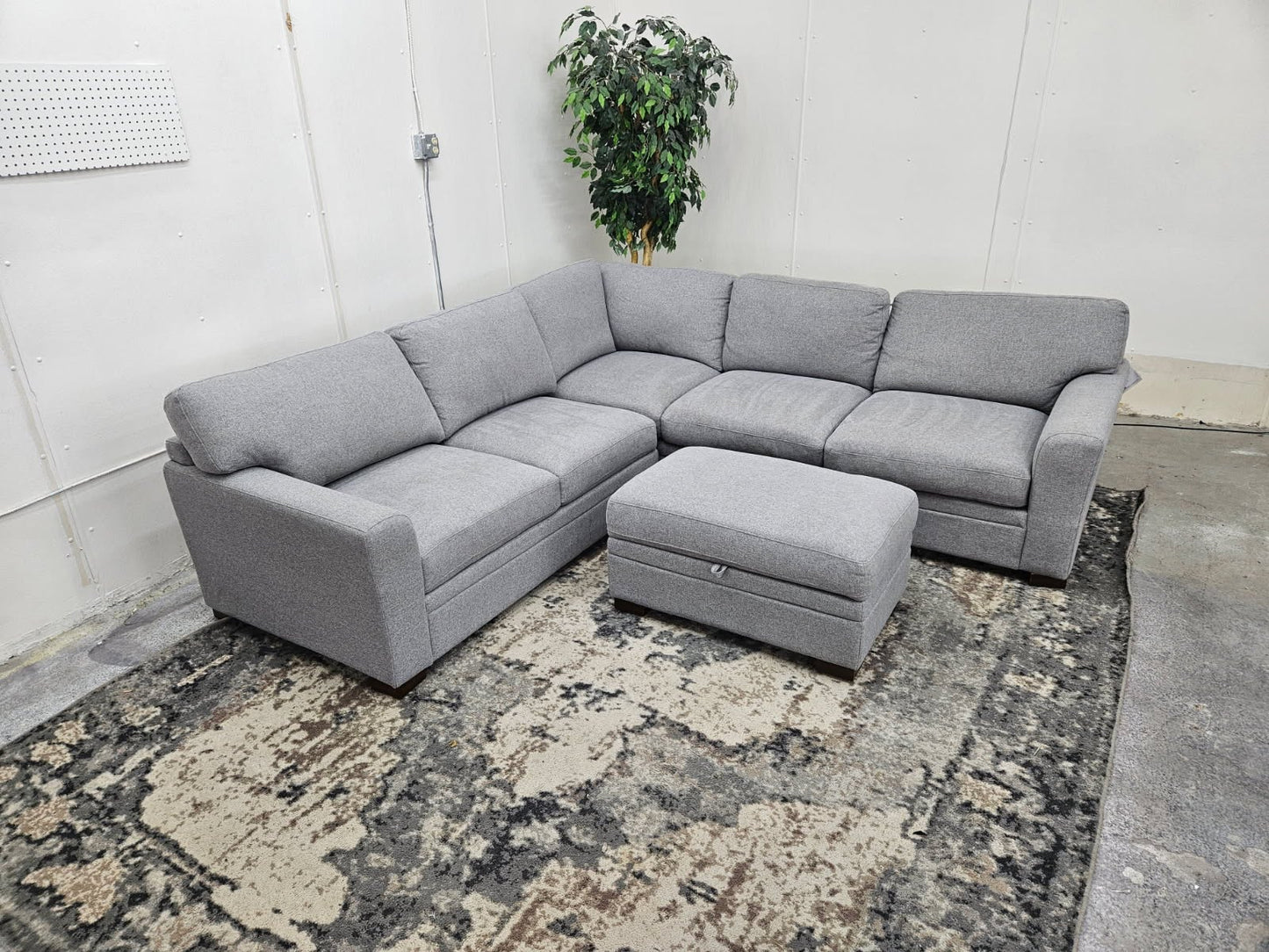 LIKE NEW Costco “Langdon” Sectional - Gray L Shape Sectional with Storage Ottoman