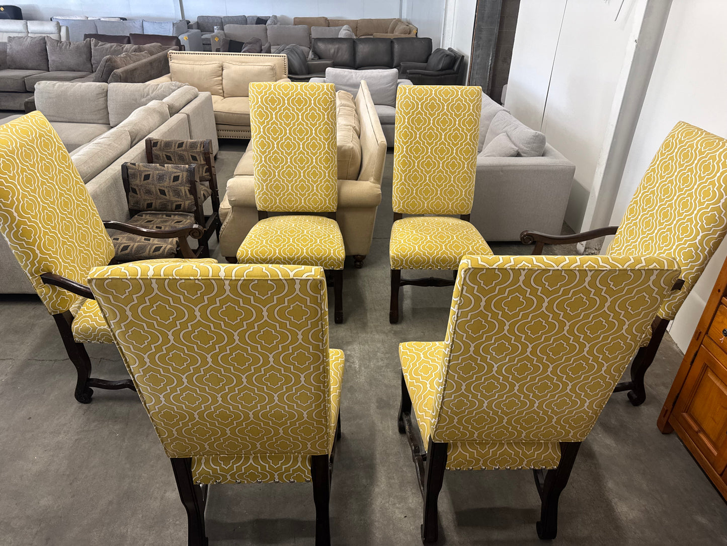 Set of 6 Matching Upholstered Wooden Dining Chairs