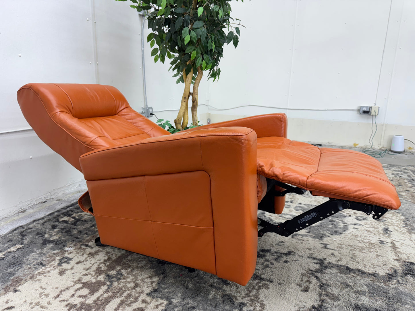 Scandinavian Designs Orange Leather Reclining Chair