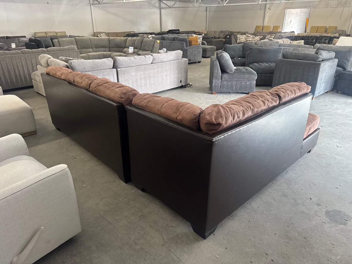 Brown Microfiber L-Shaped with Chaise